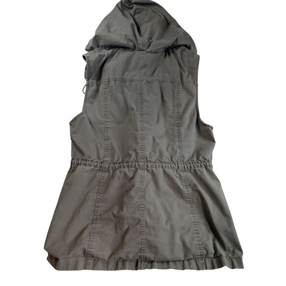 LOVE TREE Women's Utility Hooded Vest XL Army Green Drawstring Pockets Zip Up - Picture 9 of 9